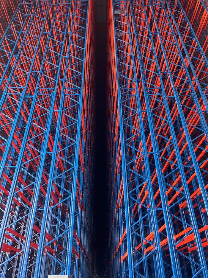 Crafting Captivating Headlines: Your awesome post title goes here Colorful industrial storage racks creating a geometric pattern in a warehouse.